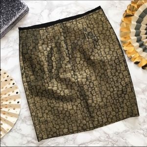 NWT Loft Gold Metallic Brocade Pencil Skirt, 6P